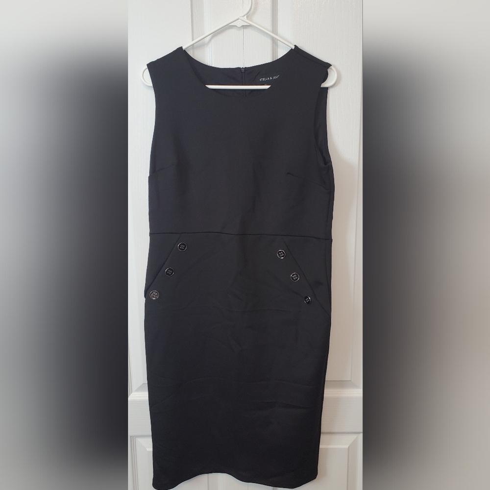 Elegant Black Dress with Button Accents
